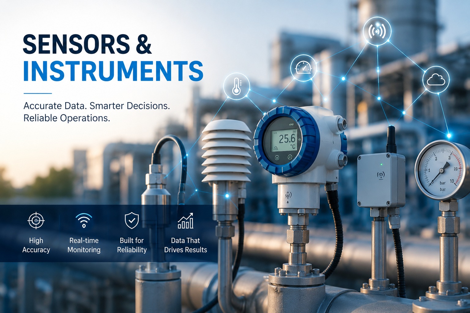 Sensors and instruments across a modern industrial plant