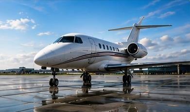 Private jet on tarmac